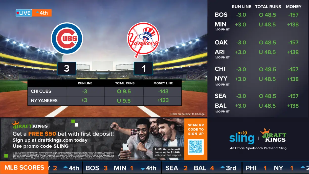 Sling TV Launches Baseball, Basketball Betting Channels